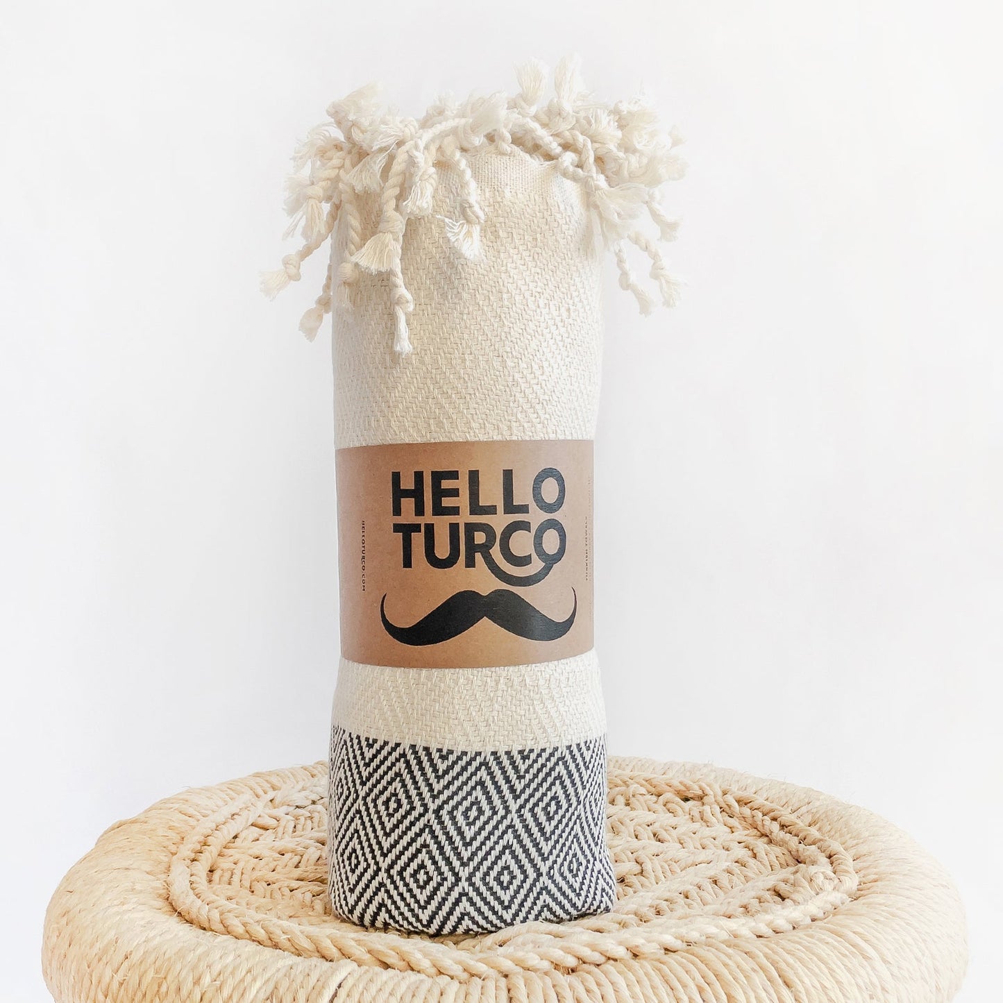Otto Black Turkish Towel – Jacquard-Woven, Organic, Mindfully Made