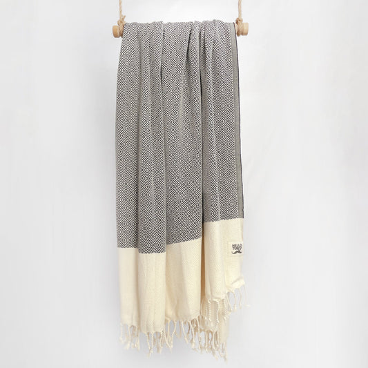 Otto Black Turkish Towel – Jacquard-Woven, Organic, Mindfully Made