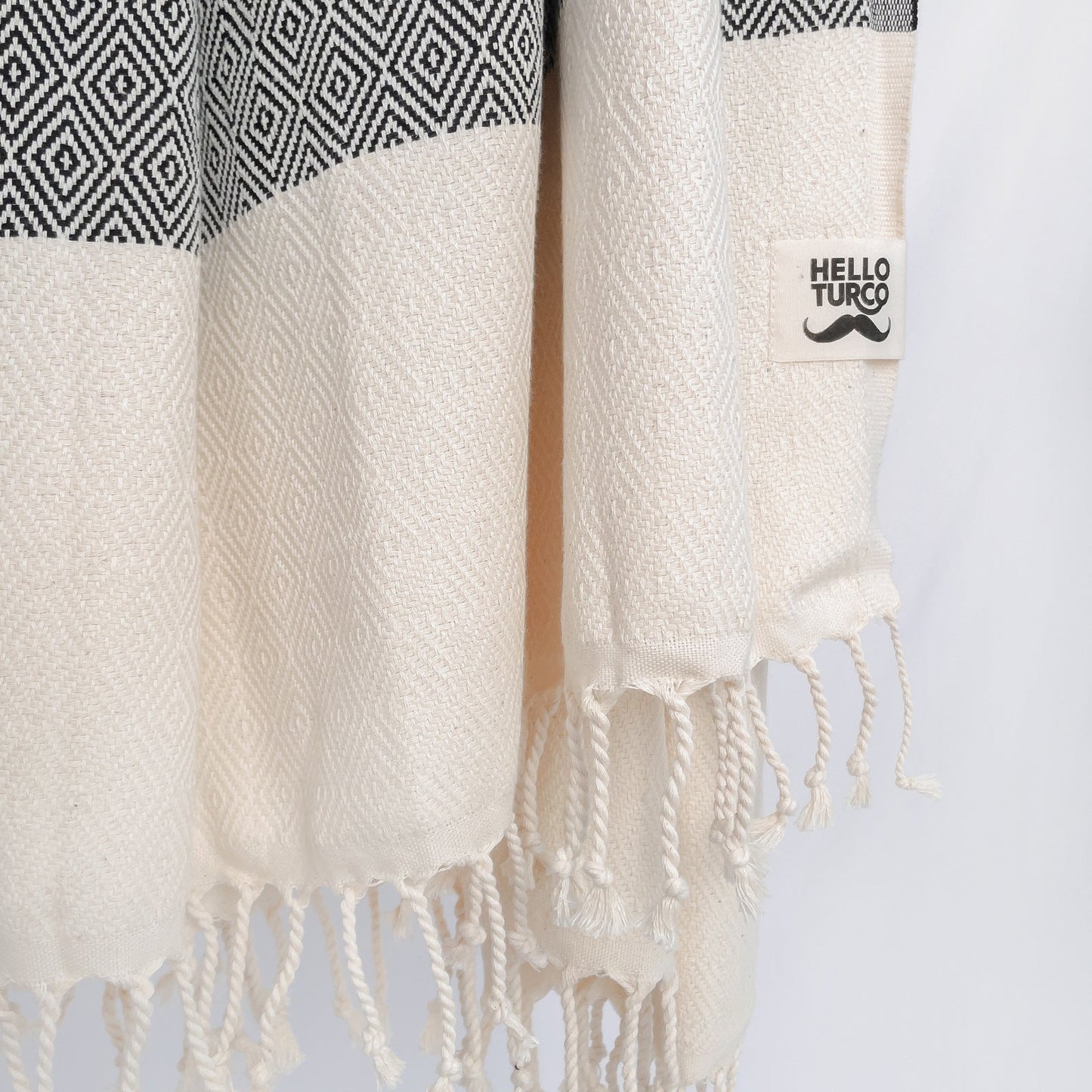 Otto Black Turkish Towel – Jacquard-Woven, Organic, Mindfully Made