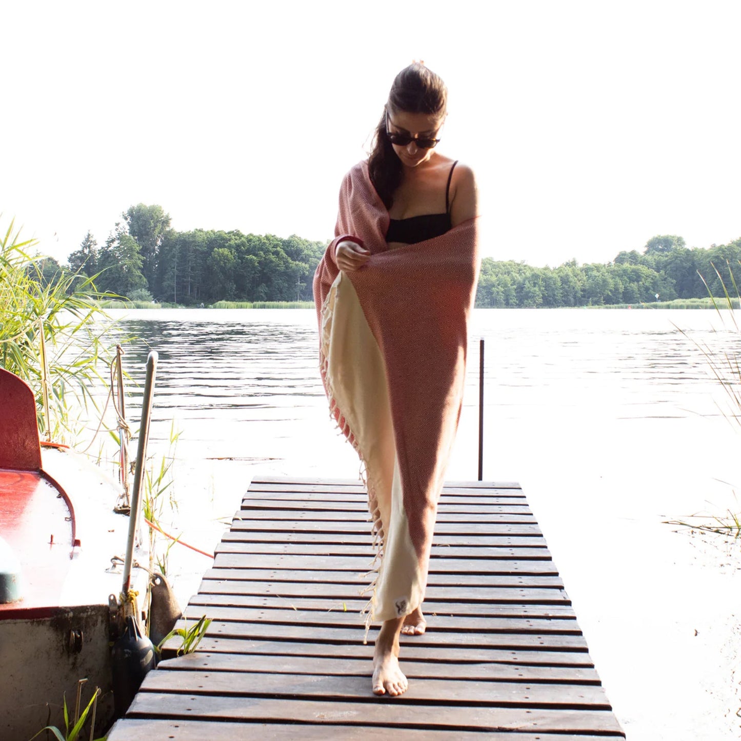 Otto Black Turkish Towel – Jacquard-Woven, Organic, Mindfully Made