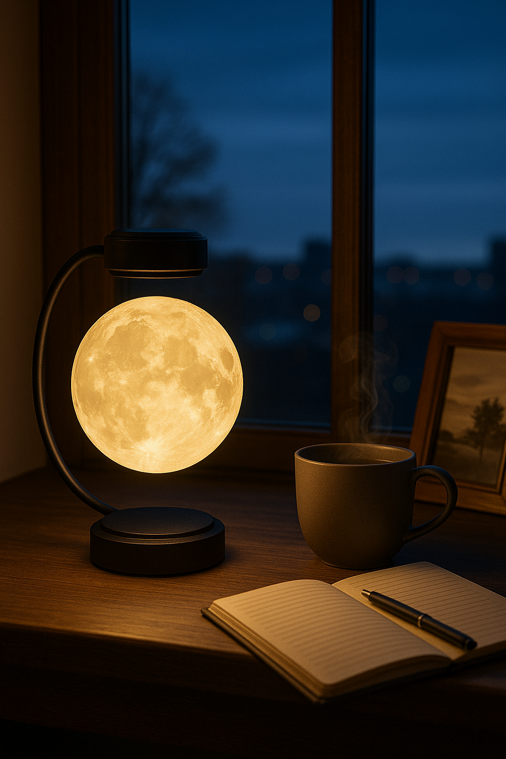 Creativity Magnetic Levitation Moon Lamp LED Rotating Dangling Lamp